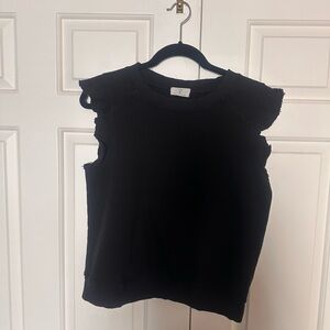 Women’s t. La Crew Neck Sleeveless  Ruffled Black Sweatshirt . Size M